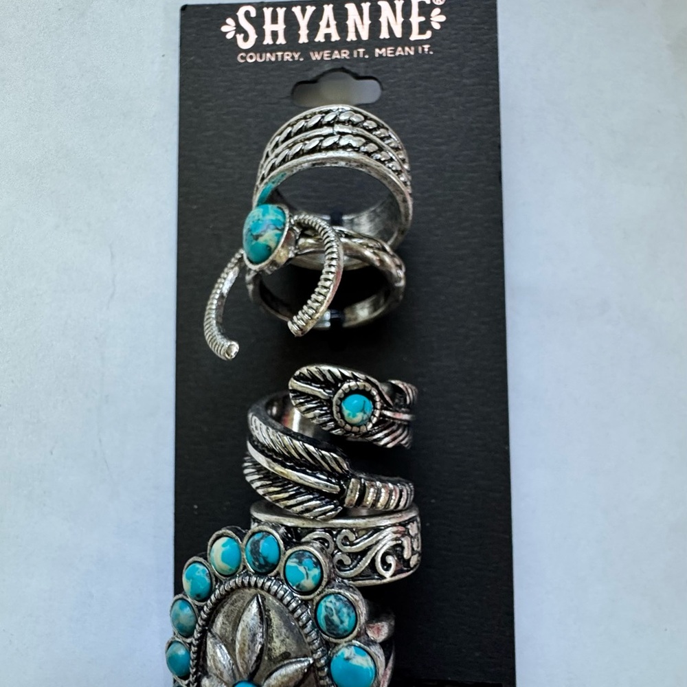 Shyanne Turquoise and Silver Ring Set
